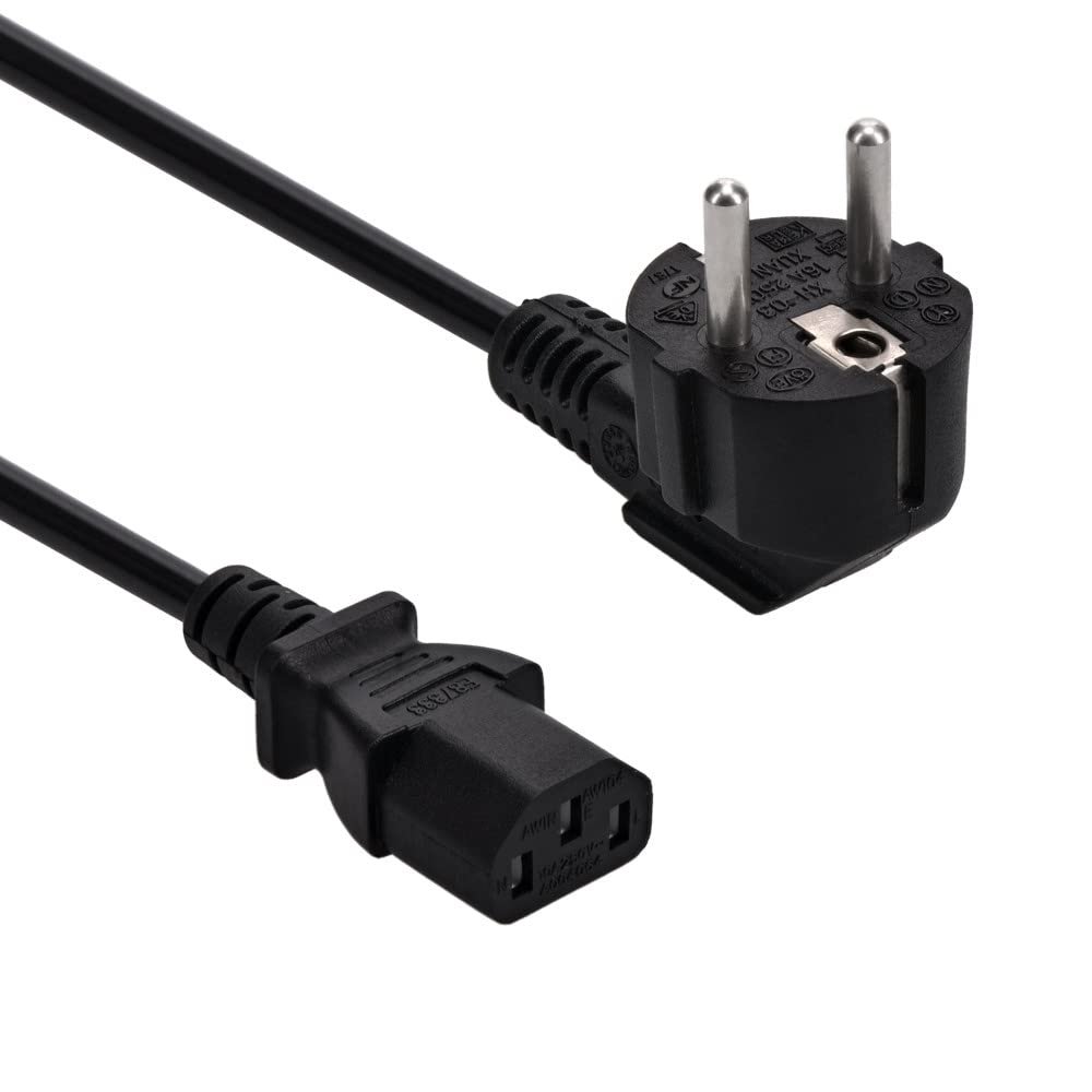 MyCableMart 6ft Computer Power Cord (Schuko CEE 7/4 to C13 Plug 18AWG, Black