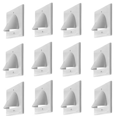 BestMounts - 12 Pack Outer Nose Behind Wall Cable Management TV Cord Hider for Wall Mounted TV - Single Gang Low Voltage Recessed Wall Plates Cable Pass Through for Wires, HDTV, HDMI