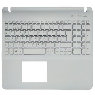AKGIFT Spanish Keyboard Compatible for Sony Vaio SVF152100C SVF1521Q1RW SVF153A1QT SVF153A1YM SVF154B1EL (Not Fit SVF15A) with Palmrest Cover (White)