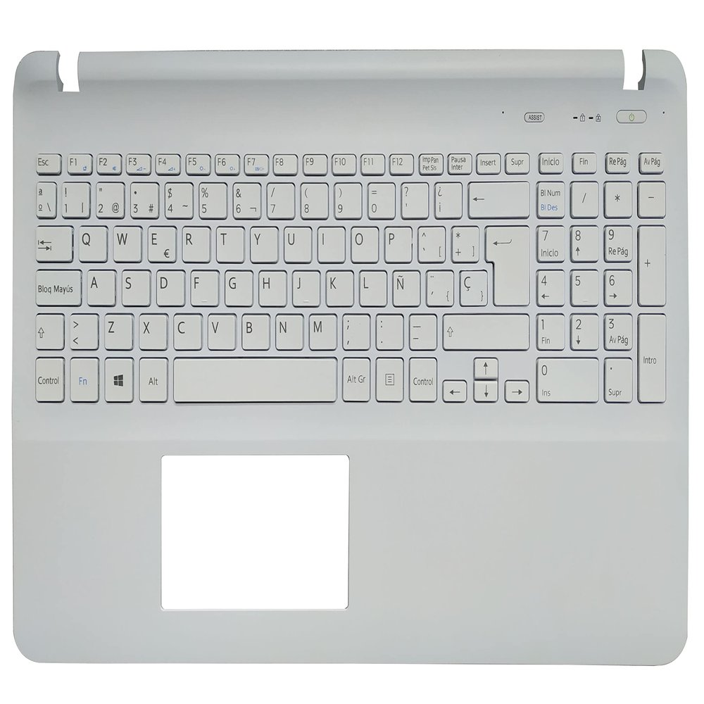 AKGIFT Spanish Keyboard Compatible for Sony Vaio SVF152100C SVF1521Q1RW SVF153A1QT SVF153A1YM SVF154B1EL (Not Fit SVF15A) with Palmrest Cover (White)