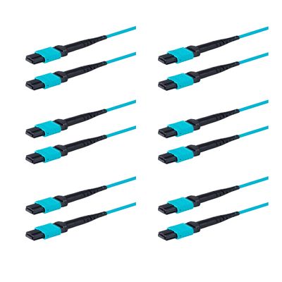 SpeedyFiberTX - 6-Pack 30 Meter 12 Fiber OM4 40Gb 100Gb Low Loss MPO Fiber Trunk Cable, Type-B, Corning ClearCurve Fiber, Fire Retardant Plenum OFNP Cable Jacket | MTP Compatible