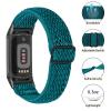 Watch Bands Compatible with Fitbit Charge 5 for Women Men, Adjustable Elastic Stretchy Nylon Replacement Bands Strap Wristbands Bracelet Accessory Band for Fitbit Charge 5 (Navy Red) view 2
