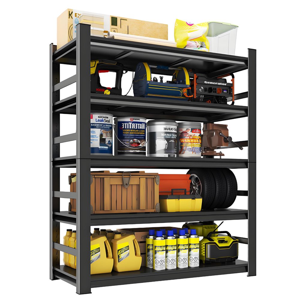 BEESTMUEBLE Garage Shelving, 2500LBS Garage Shelving Heavy Duty, Adjustable and Detachable Metal Storage Shelves with Fences, Easy Assembly, Shelves for Warehouse,Basement (35.4" W*15.7" D*72" H)