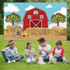 10x8FT Cartoon Red Farm Theme Backdrop Haystack Sunflower Apple Tree Backdrop Barn Background Photo Booth Props for Children Birthday Party Supplies view 3