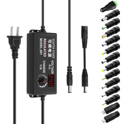 Aclorol Universal AC Adapter 3V-24V 3A 72W Adjustable Power Supply DC 3V 5V 6V 9V 12V 24V 100-240V AC/DC Converter Various Switching with Polarity Converter & 14 Tips for 12V 5V LED Pixels Lights
