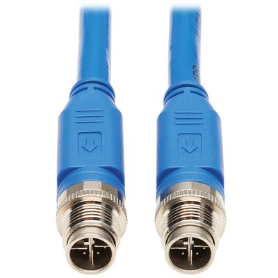 Tripp Lite M12 X-Code Cat6a Shielded Ethernet Cable, 10G F/UTP CMR-LP (M/M), IP68, 60W Power Over Ethernet, Blue, 9.8 Feet / 3 Meters, (NM12-6A1-03M-BL)