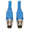 Tripp Lite M12 X-Code Cat6a Shielded Ethernet Cable, 10G F/UTP CMR-LP (M/M), IP68, 60W Power Over Ethernet, Blue, 9.8 Feet / 3 Meters, (NM12-6A1-03M-BL) view 1