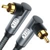 EMK Dual 90 Degree RCA Cable, Male to Male Subwoofer Cable Right Angle Digital Coaxial Cable Dual Shielded RCA Audio Cord with Gold Plated Connectors (1.5 Feet/0.5M, Dual 90 RCA Audio Cable, Grey1) view 1