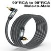 EMK Dual 90 Degree RCA Cable, Male to Male Subwoofer Cable Right Angle Digital Coaxial Cable Dual Shielded RCA Audio Cord with Gold Plated Connectors (1.5 Feet/0.5M, Dual 90 RCA Audio Cable, Grey1) view 2