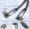 EMK Dual 90 Degree RCA Cable, Male to Male Subwoofer Cable Right Angle Digital Coaxial Cable Dual Shielded RCA Audio Cord with Gold Plated Connectors (1.5 Feet/0.5M, Dual 90 RCA Audio Cable, Grey1) view 4