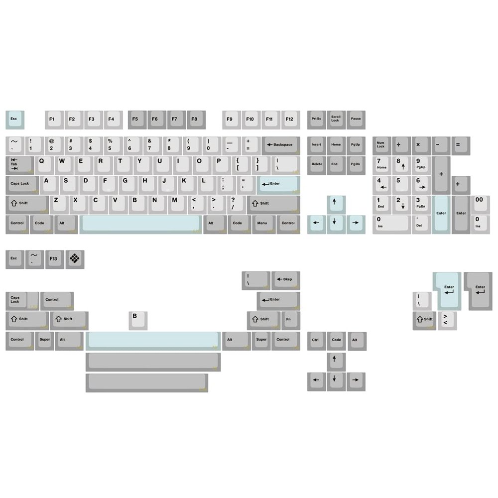 KPREPUBLIC WM Elegant Grey Dye Sub Keycap Thick PBT Cherry Profile for Keyboard 87 tkl 104 ansi xd64 bm60 xd68 bm65 bm68 Japanese RU Poker (WM Cherry Profile Elegant Grey Keycap Set x1)