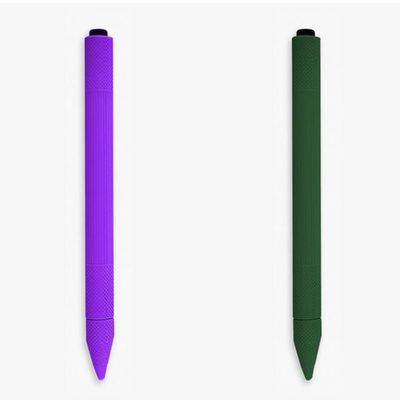 2 Pack Soft Rubber Silicone Sleeve Case Compatible with Microsoft Surface Pen/Pen Pro, Protective Skin Cover case Non-Slip Smooth Grip Holder for Surface Pen Pro (Purple+deep Green)