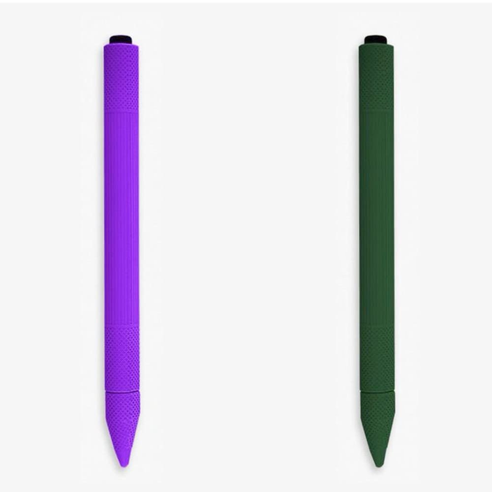 2 Pack Soft Rubber Silicone Sleeve Case Compatible with Microsoft Surface Pen/Pen Pro, Protective Skin Cover case Non-Slip Smooth Grip Holder for Surface Pen Pro (Purple+deep Green)