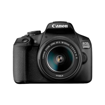 Canon EOS 2000D DSLR Camera and EF-S 18-55 mm f/3.5-5.6 is II Lens, Black (Renewed)