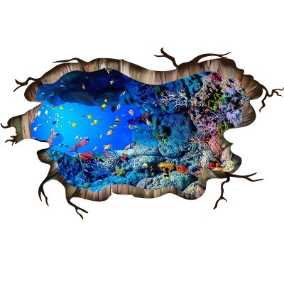 3D Under The Sea Fish Floor Wall Decals, FODIENS Ocean Sea Life Wall Stickers, Removable Peel and Stick Waterproof DIY Wall Art Decal for Kids Room Nursery Bathroom Living Room Playroom