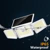 INCX Solar Motion Sensor Lights Outdoor, 3 Heads Security Lights Solar Powered, 156 LED Flood Light Motion Detected Spotlight for Garage Yard Entryways Patio, IP65 Waterproof, White, 1 Pack view 4