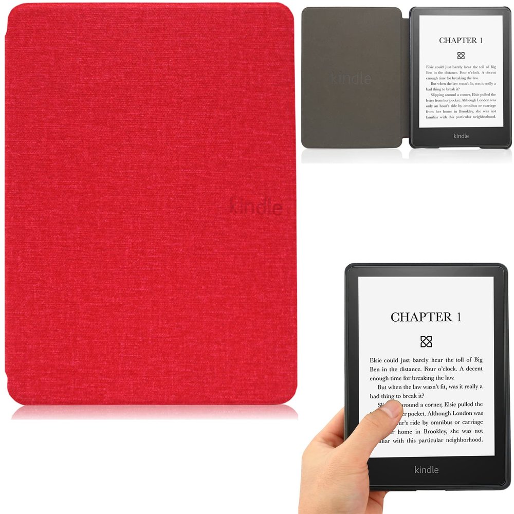 REASUN Case for 6.8" Kindle Paperwhite (11th Generation-2021) and Kindle Paperwhite Signature Edition,Lightweight Slim PU Leather with Auto Sleep/Wake Case for Kindle Paperwhite 2021, Red
