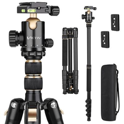 77" Aluminum Camera Tripods & Monopods, Victiv Compact Travel Tripod for Camera DSLR, Spotting Scope,Telescope, Binoculars, Porfessional Heavy Duty Camera Tripod Stand for Photography Video Recording