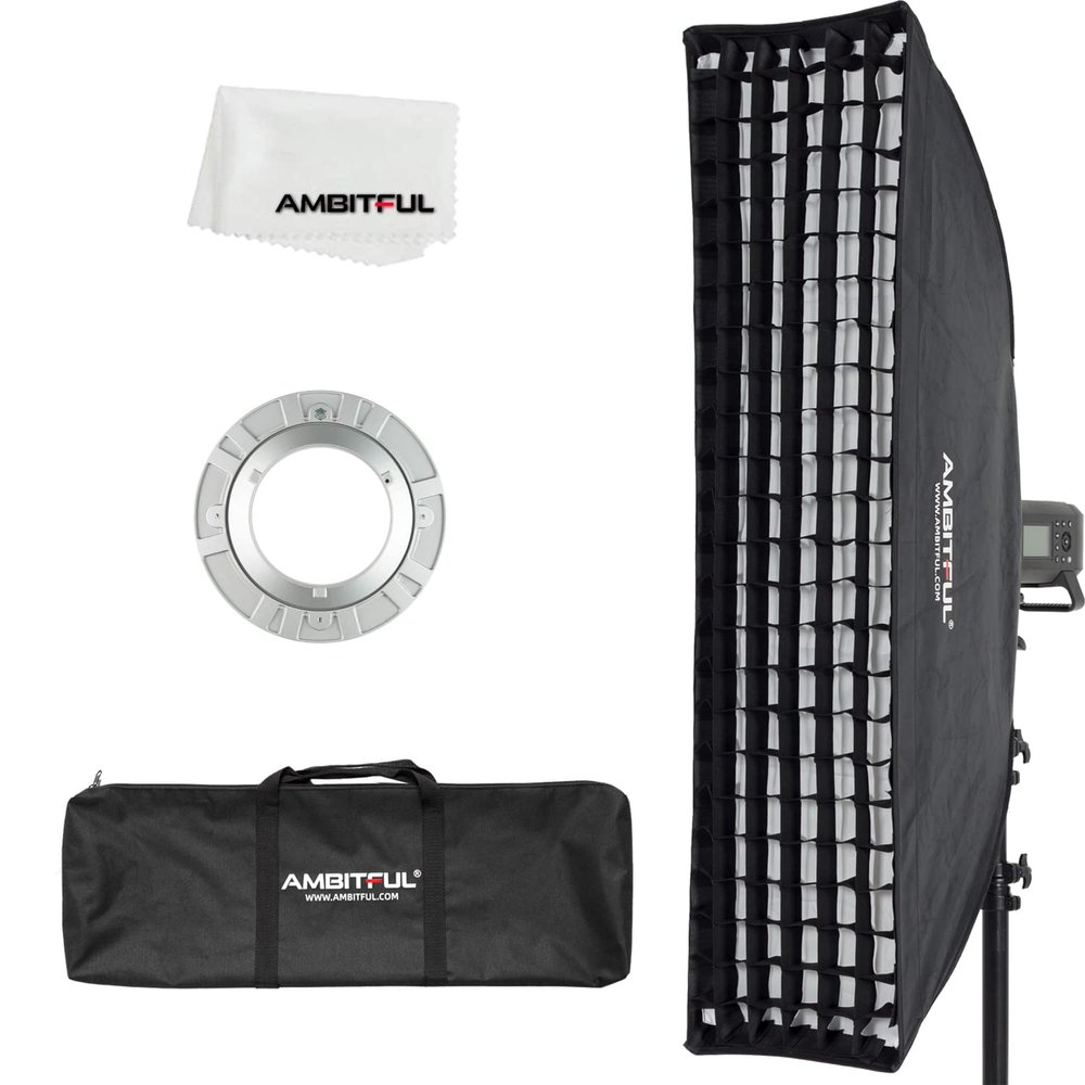 AMBITFUL FW30x120 30x120cm Strip Honeycomb Grid Bowens softbox, with Honeycomb Grid + Carrying Bag, for Bowens Mount lamp(FW30x120/12''x47'')