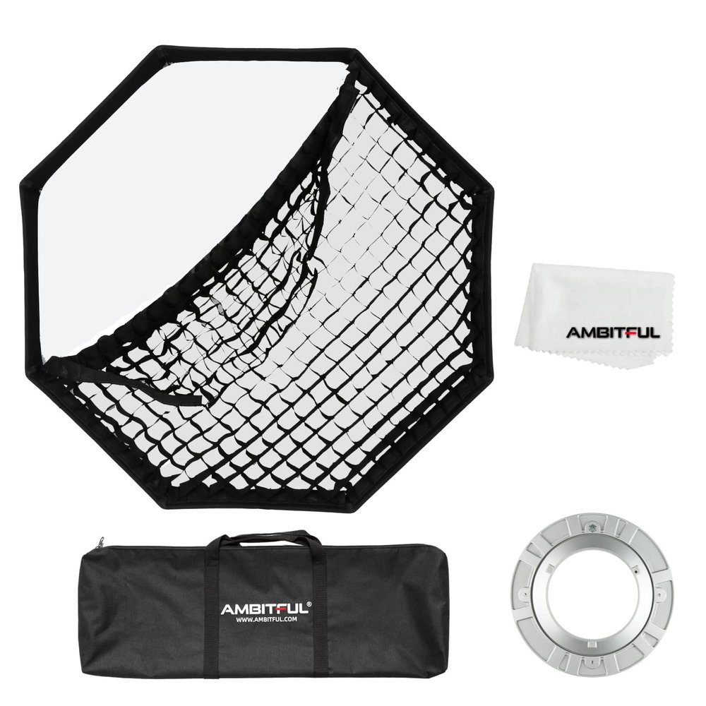 AMBITFUL FW95 95cm/37inch Octagon Honeycomb Grid Bowens softbox, with Honeycomb Grid + Carrying Bag, for Bowens Mount lamp(FW95 95cm/37inch)