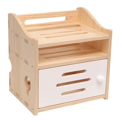UOOD WiFi Router Storage Box Wall Shelf Solid Wood Power Supply Light Cat Plug Row Hub Board Finishing Desktop Storage Box (Color : B)