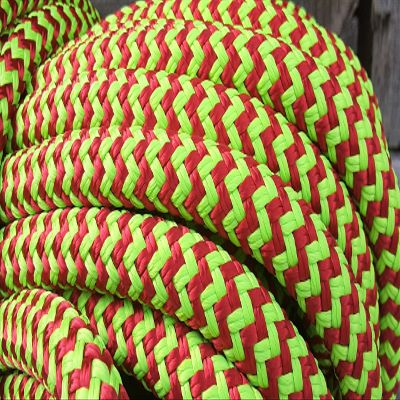9/16 Double Braid-Yacht Braid Polyester Rope.Lime/Red Herringbone. (50)
