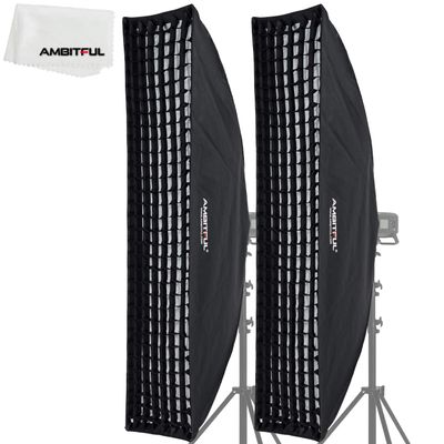 AMBITFUL 35x160cm 14"x63" Honeycomb Grid Rectangular Softbox for Photo Strobe Studio Flash Softbox Bowens Mount (2PCS)
