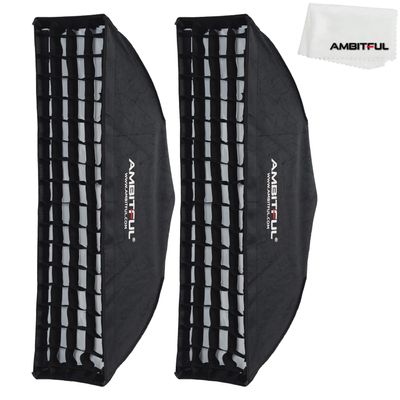 AMBITFUL 2PCS 22x90cm 9"x35" Beehive Honeycomb Grid Strip Softbox Bowens Mount for Studio Flash