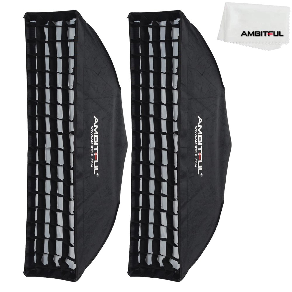 AMBITFUL 2PCS 22x90cm 9"x35" Beehive Honeycomb Grid Strip Softbox Bowens Mount for Studio Flash
