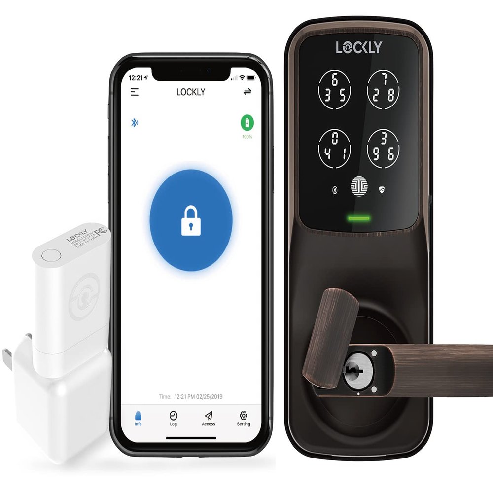 Lockly Secure Plus with Wi-Fi Hub Smart Door Lock, Keyless Entry Door Lock, PIN Genie Keypad, 3D Biometric Fingerprint Sensor, Voice Control