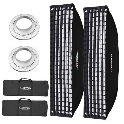 AMBITFUL 12"x 47" 30x120cm Honeycomb Grid Rectangular Softbox for Photo Strobe Studio Flash Softbox Bowens Mount (2PCS)