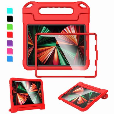 A ADENK Kids Case for 10.9 inch iPad Air 5th/4th Generation, iPad Pro 11 3rd/2nd/1st Generation with Built-in Screen Protector, Shockproof Lightweight Handle Stand Cover (Red)