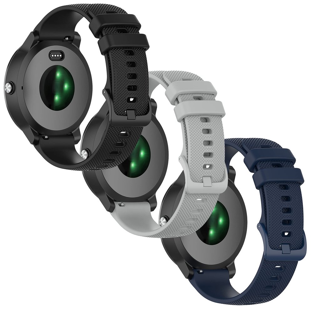 Anrir Bands for Garmin Vivoactive 3, 20mm Silicone Band for Forerunner 645/245 Music/Venu Sq 2/Venu 2 Plus, for Galaxy Watch 3 41mm/Galaxy Watch Active 2 40mm/44mm Bands Men Women-3Pack