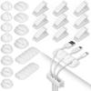64 Pieces Cable Clips Kit Including 50Pcs Strong Self-Adhesive Organizer Clips and 14Pcs Desk Clips Set, Multipurpose Wire Management Clamps for Tablet Laptop Computer TV Home Office Car (White) view 1