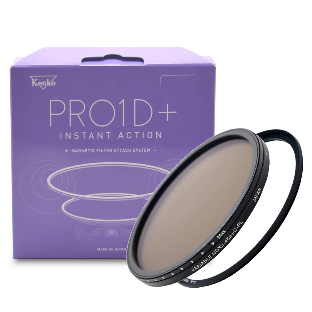 Kenko ND Filter PRO1D+ Instant Action Variable NDX3-450+C-PL Set 52mm, Magnetic Filter, Multi-Coated, Magnetic Adapter Ring Included