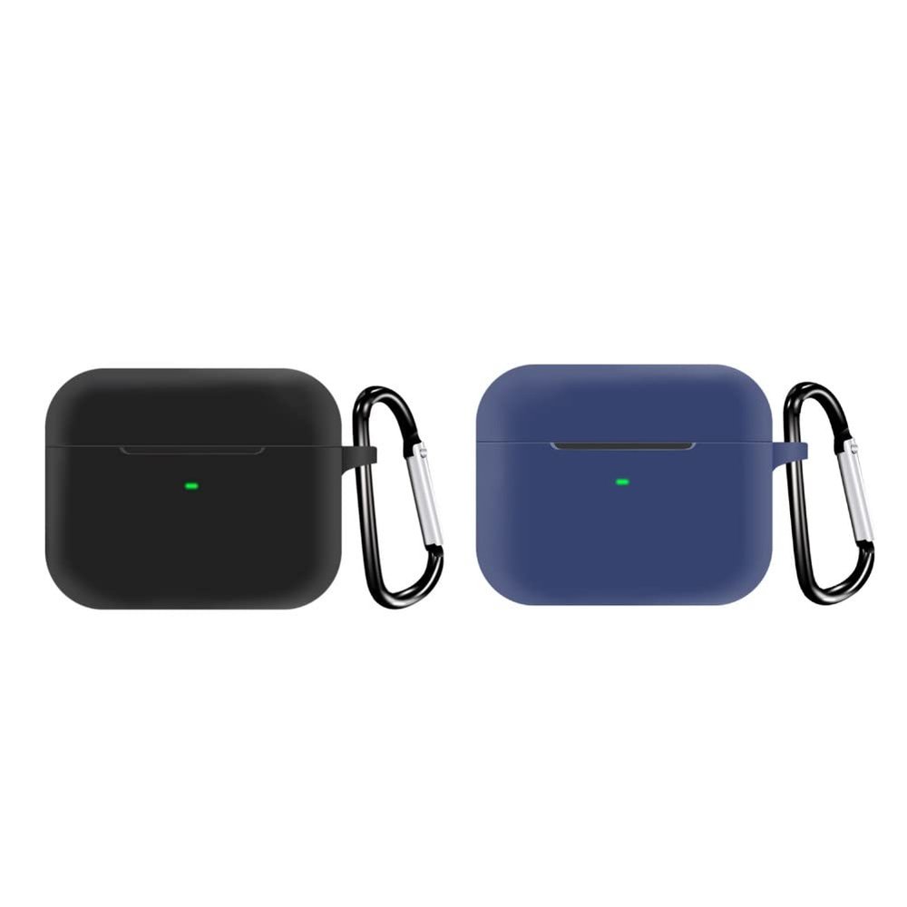 2 Pack DAYJOY Soft Silicone case Compatible with Razer Hammerhead True Wireless X/Hammerhead True Wireless Pro Earbuds, Portable Protective Shockproof Case Cover with Carabiner (Black+Blue)