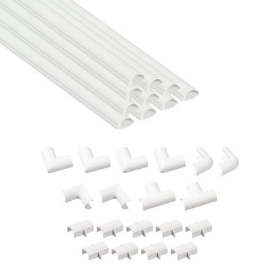 D-Line Half Round Cord Hider, Patented Cable Cover, Hide TV Wall Mount Wires, Raceway for Cords, Decorative Wire Covers, Paintable, Adhesive Cable Concealer, 10x 0.78in W x 0.39in H x 15.7in L, White