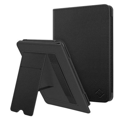 Fintie Stand Case for 6.8" Kindle Paperwhite (11th Generation-2021) and Kindle Paperwhite Signature Edition - Premium PU Leather Sleeve Cover with Card Slot and Hand Strap, Black