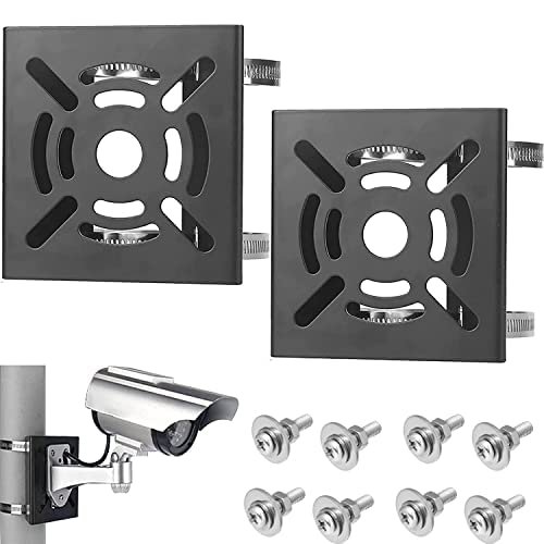 AlfaView 2PCS Universal Vertical Pole Mount Adapter Bracket for CCTV Security Camera PTZ Dome Vertical Pole Wall Mounting Bracket with Stainless Steel Loops and Mounting Screws