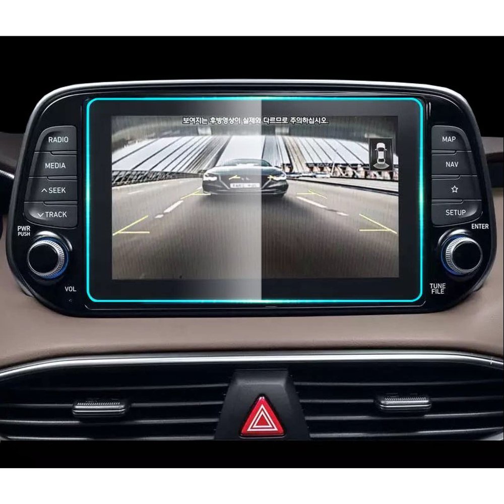 BAWAQAF for Hyundai Santa Fe 2018 2019 2020, 8 inch Car GPS Navigation Film Tempered Glass Screen Refit Anti Scratch
