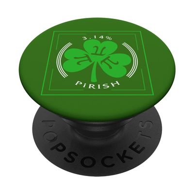 St Patricks Day Green Shamrock Pi-Rish 3.14 Math Teacher PopSockets Swappable PopGrip