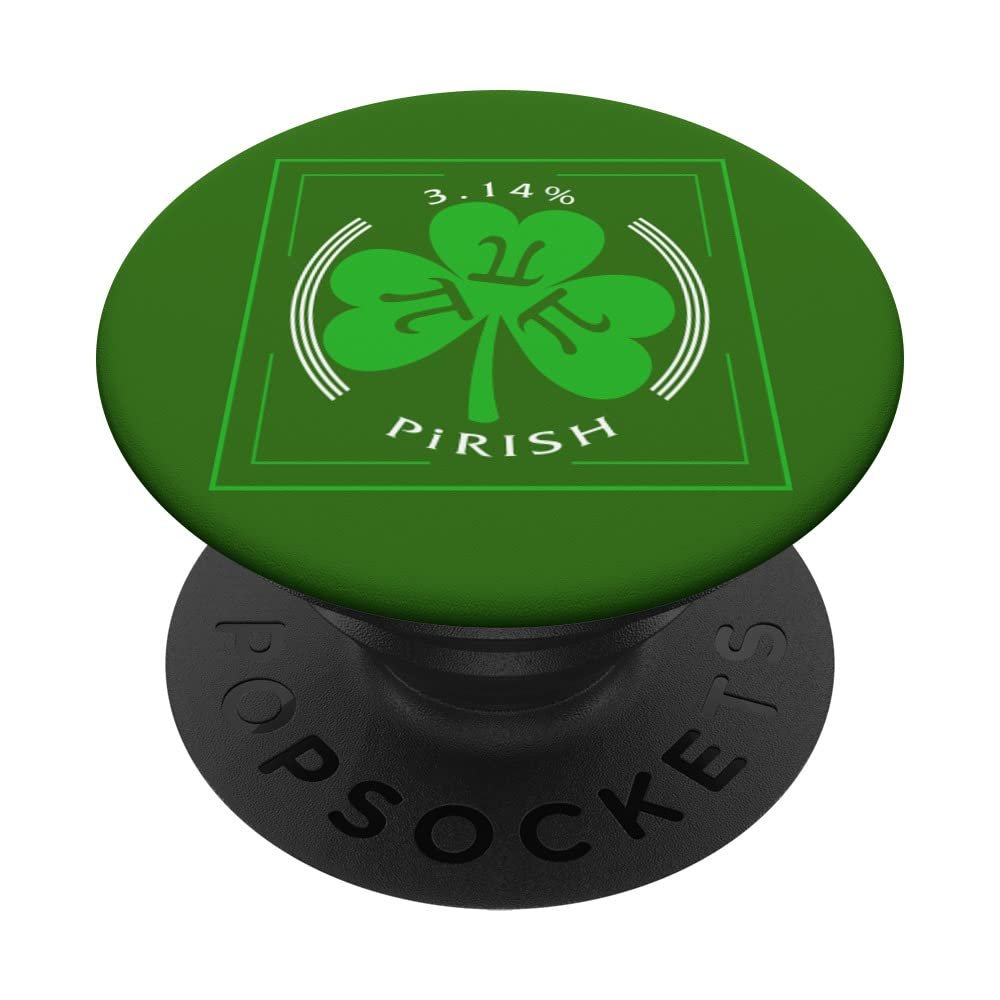 St Patricks Day Green Shamrock Pi-Rish 3.14 Math Teacher PopSockets Swappable PopGrip