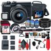 Canon EOS M100 Mirrorless Digital Camera with 15-45mm Lens (Black) (2209C011) EF-M Lens Adapter + 4K Monitor EF 50mm Lens + Mic + 2 x 64GB Card + Case + More (Renewed) view 1