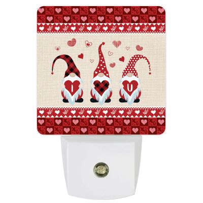 Night Light for Kids Plug into Wall LED Lamp Dusk-to-Dawn Sensor, Valentine's Day I Love U Red Heart Gnome Baby Nightlight for Bathroom Nursery Bedroom Hallway Stairs Home Room Decor