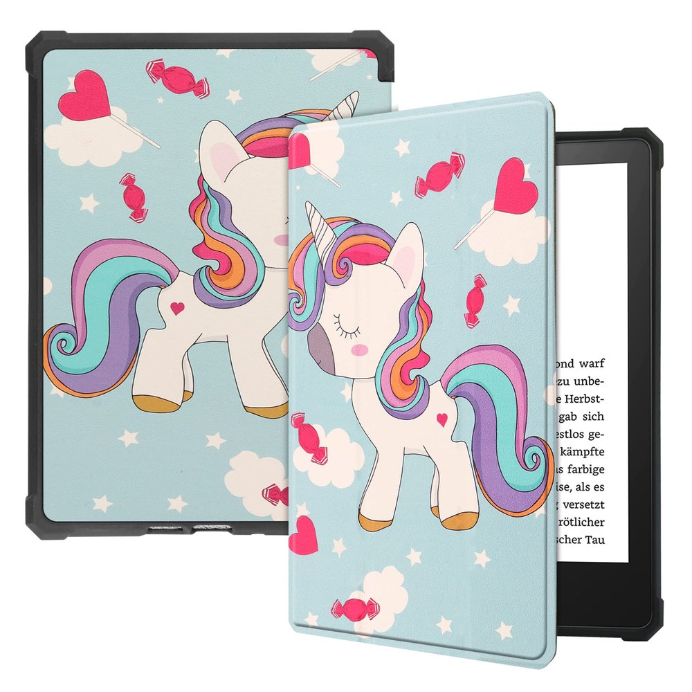 Case for 6.8" Kindle Paperwhite (11th Generation, 2021) & Kindle Paperwhite Signature Edition,UUcovers Slim Lightweight Thin Premium PU Leather Shockproof Cover with Auto Sleep/Wake, Blue Unicorn