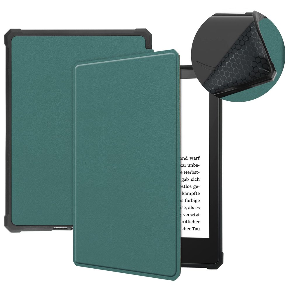 Case for 6.8" Kindle Paperwhite (11th Generation, 2021) & Kindle Paperwhite Signature Edition, UUcovers Slim Lightweight Shell Thin Premium PU Leather Shockproof Cover with Auto Sleep/Wake, DarkGreen