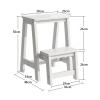 WYZDCP 2 Step Stool Wooden Ladder Chair, Flip Ladders Stool Small Foot Stools Safety Non-Slip Tread for Home Library Kitchen Climb Step Ladder White view 2