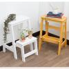 WYZDCP 2 Step Stool Wooden Ladder Chair, Flip Ladders Stool Small Foot Stools Safety Non-Slip Tread for Home Library Kitchen Climb Step Ladder White view 4