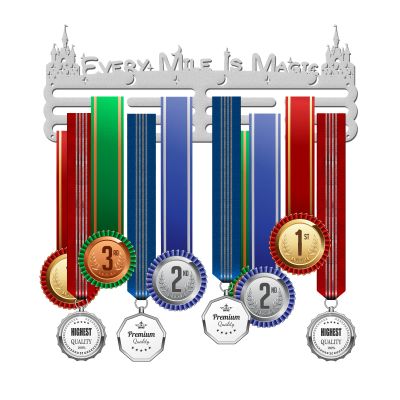 GLOBLELAND Every Mile is Magic Medal Holder Display Hanger Rack for Sports Race Marathon Wall Mount Metal Medal Hanger for Gymnastics Competitions 15.756 inch