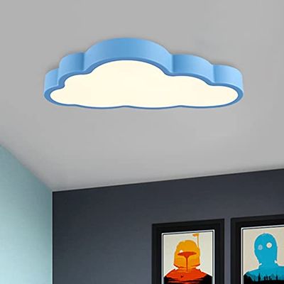 LAKIQ Kids Room Flush Mount Light Cartoon Cloud Shape Children Baby Room Ceiling Light Fixture Acrylic 19.5 LED Ceiling Lights for Kids Bedroom Boys Girls Room Kindergarten(Blue,Warm Light)
